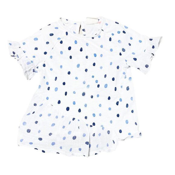 𝅺zara Dot Print Asymmetrical Bell Sleeve Tee - Picture 1 of 3